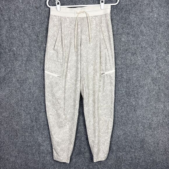 Athleta Venutre Printed Pants Womens Size 2 Beige Joggers Lounge active Preppy - Picture 1 of 10